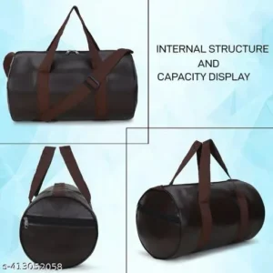gym sport duffles bag brown pu leather gym bag 2